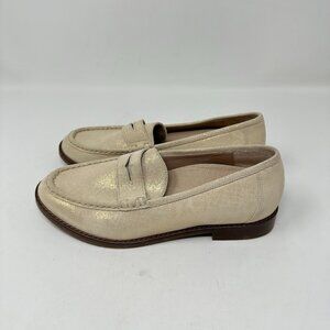 Vionic Waverly Gold Leather Loafers Shimmer Metallic Size 7